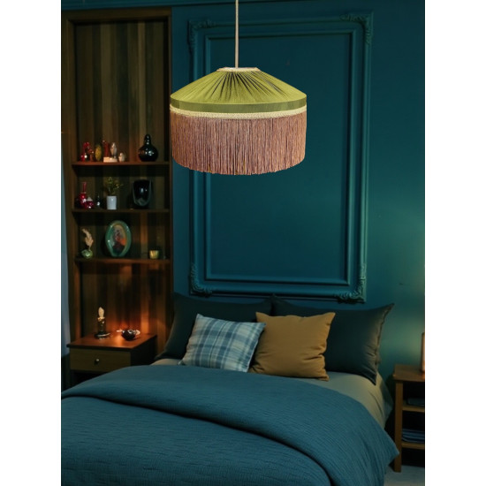 Olive Green and Gold Gathered Tiffany Lampshades