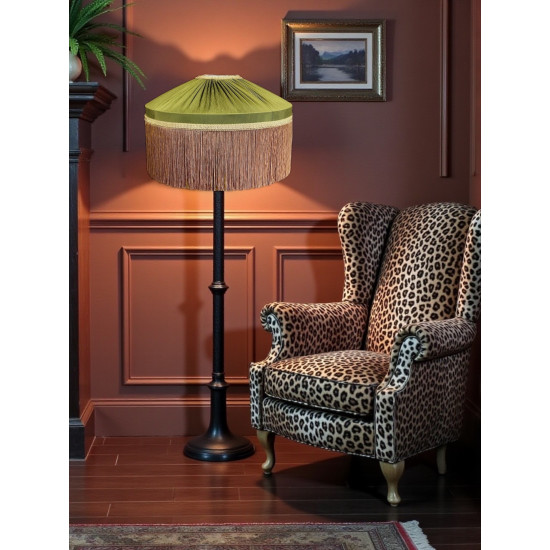 Olive Green and Gold Gathered Tiffany Lampshades