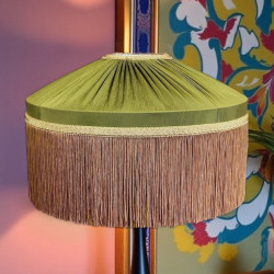 Olive Green and Gold Gathered Tiffany Lampshades