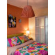 Burnt Orange Gathered Fabric Tapered Empire Lampshade