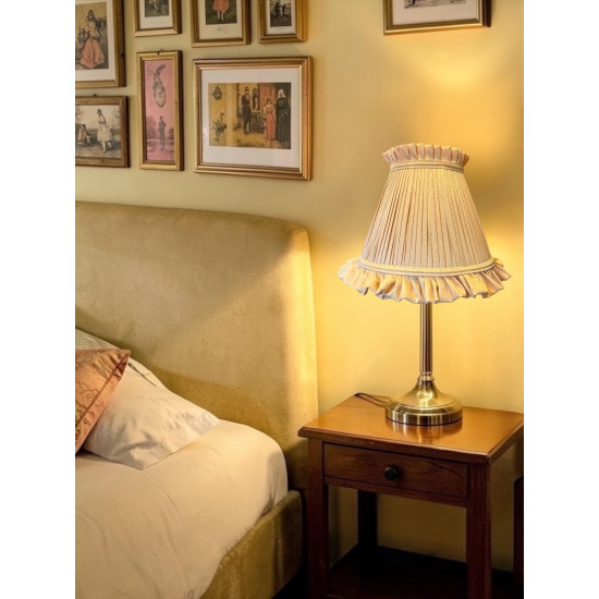 Light Gold Ruffled Fabric Lampshade
