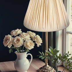 Cream Gathered Fabric Tapered Empire Lampshade