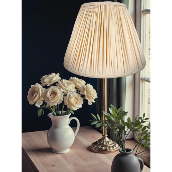 Cream Gathered Fabric Tapered Empire Lampshade