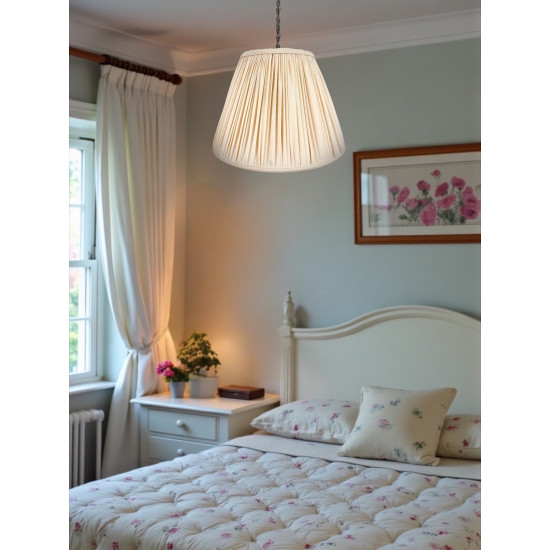 Cream Gathered Fabric Tapered Empire Lampshade