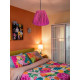 Fuchsia Pink Gathered Fabric Lampshade