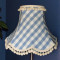 Cornflower Blue Gingham Check Pom Pom Scalloped Fabric Lampshades