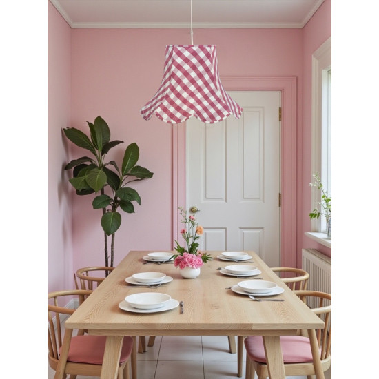 Pink Gingham Check Modern Fabric Lampshades