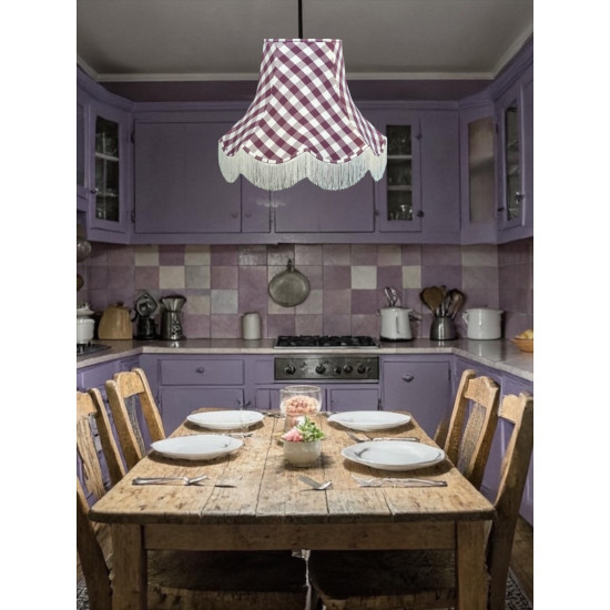 Purple Gingham Check Fabric Lampshades