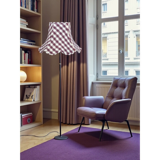 Purple Gingham Check Modern Fabric Lampshades