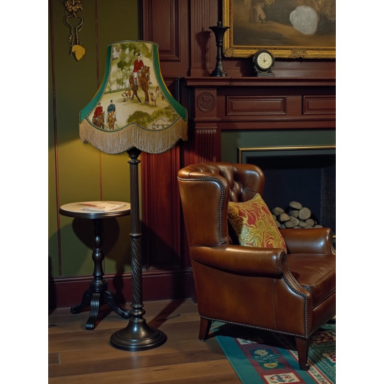 Tally Ho Hunting Scene Green Fabric Lampshades
