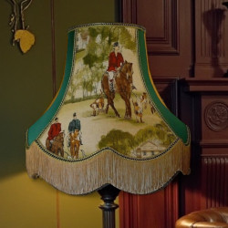 Tally Ho Hunting Scene Green Fabric Lampshades