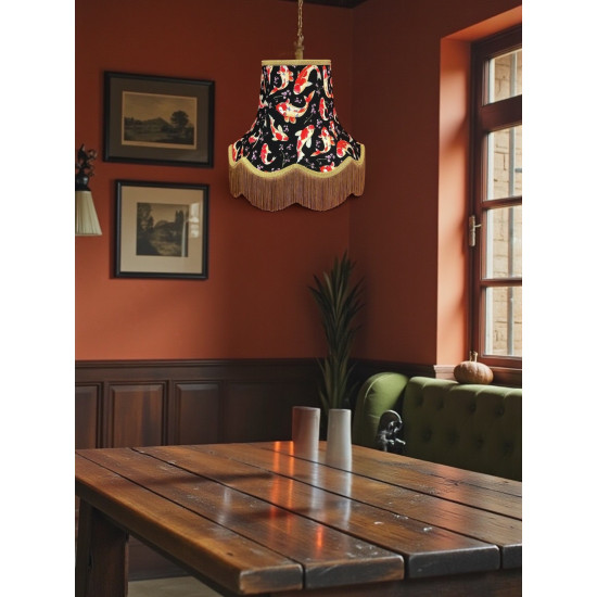 Oriental Black and Gold Koi Carp Fabric Lampshades