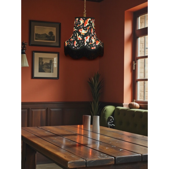 Oriental Black Koi Carp Fabric Lampshades