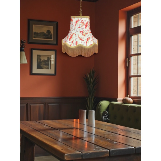 Oriental Ivory and Gold Koi Carp Fabric Lampshades