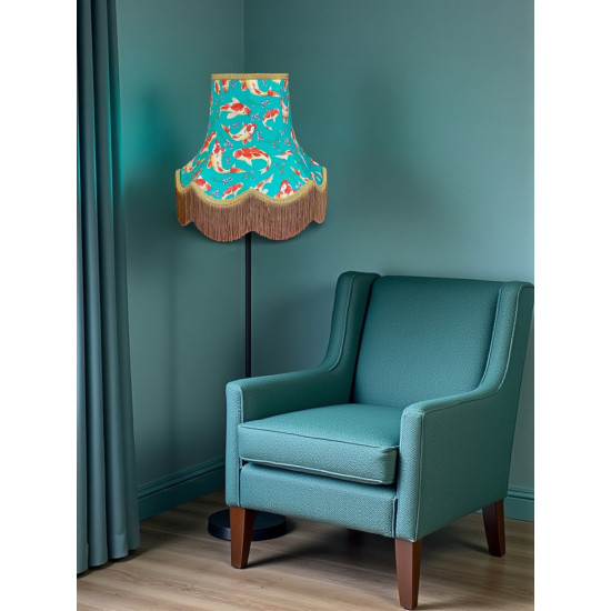 Oriental Jade and Gold Koi Carp Fabric Lampshades