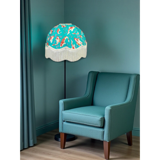 Oriental Jade Koi Carp Dome Fabric Lampshade