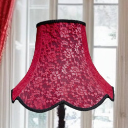 Black and Red Lace Modern Scalloped Fabric Lampshades