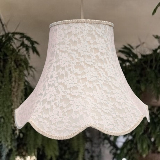 Cream French Lace Modern Scalloped Fabric Lampshades