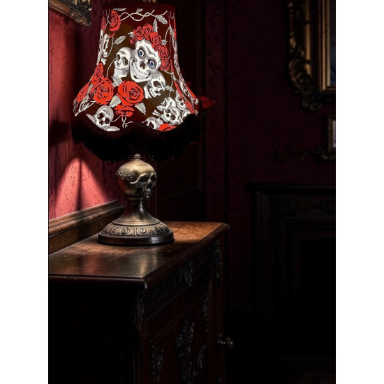Gothic Skulls and Roses Black Fabric Lampshades