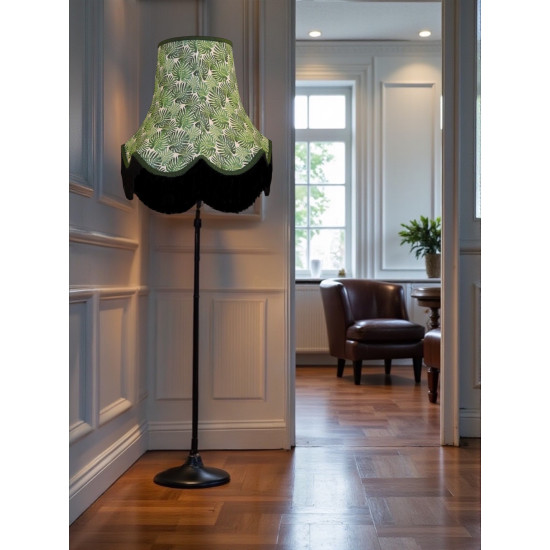 Botanical Palm Leaf Fabric Scalloped Bottom Lampshades