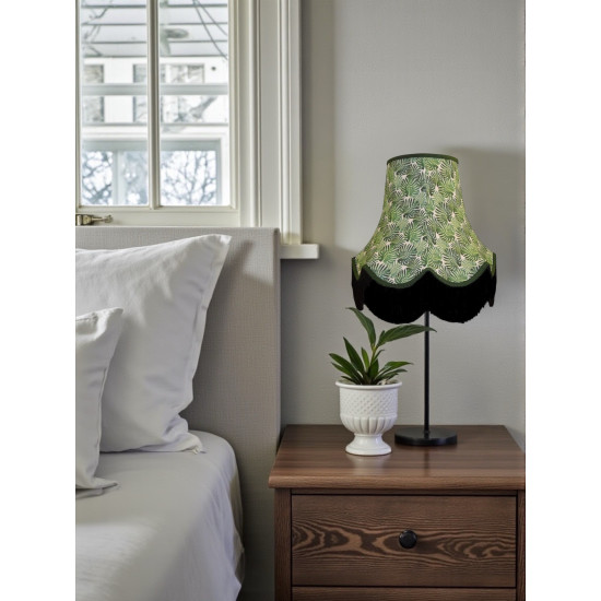 Botanical Palm Leaf Fabric Scalloped Bottom Lampshades