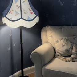 Padstow Blue Nautical Anchor Panel Fabric Lampshade