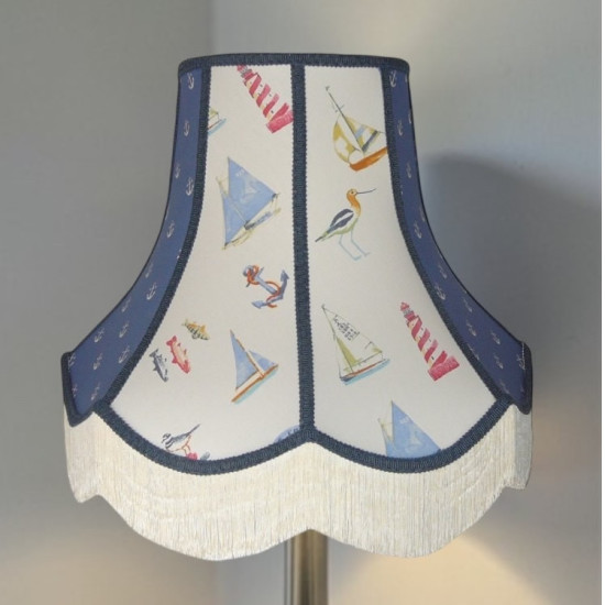 Padstow Blue Nautical Anchor Panel Fabric Lampshade