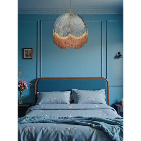 Paisley Jacquard Aqua Blue and Gold Dome Lampshade