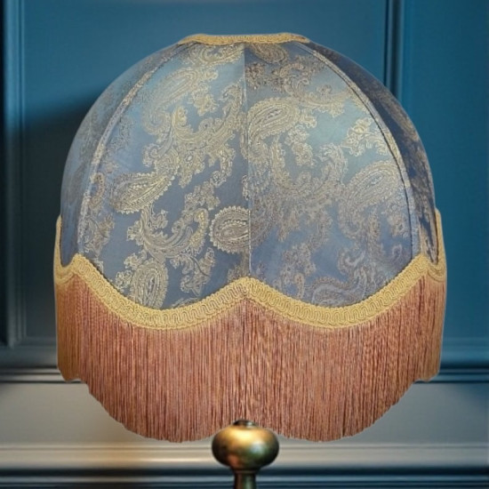 Paisley Jacquard Aqua Blue and Gold Dome Lampshade