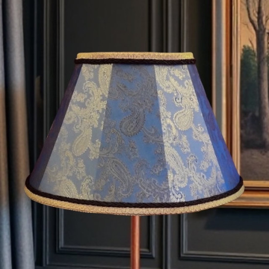 Paisley Jacquard Aqua Blue and Black Fabric Tapered Empire Lampshade