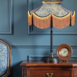 Paisley Jacquard Aqua Blue and Black Victorian Lampshade