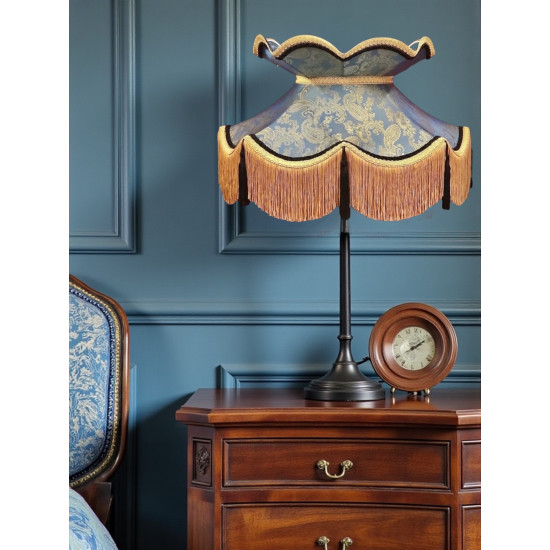 Paisley Jacquard Aqua Blue and Black Victorian Lampshade