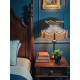 Paisley Jacquard Aqua Blue and Black Victorian Lampshade