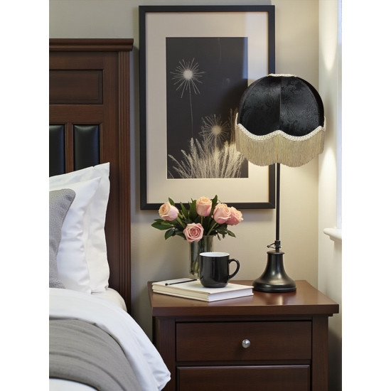 Paisley Jacquard Black and Cream Dome Lampshade