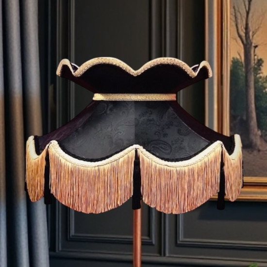 Paisley Jacquard Black and Gold Victorian Lampshade