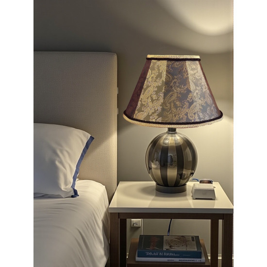 Paisley Jacquard Dark Bronze and Black Fabric Tapered Empire Lampshade