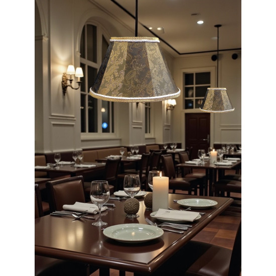 Paisley Jacquard Dark Bronze and Cream Fabric Tapered Empire Lampshade
