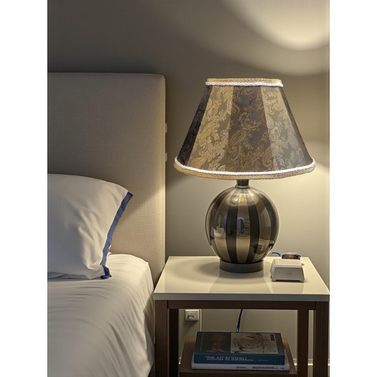 Paisley Jacquard Dark Bronze and Cream Fabric Tapered Empire Lampshade