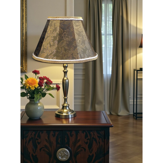 Paisley Jacquard Dark Bronze and Cream Fabric Tapered Empire Lampshade