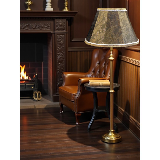 Paisley Jacquard Dark Bronze and Cream Fabric Tapered Empire Lampshade