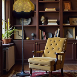 Paisley Jacquard Gold and Black Dome Lampshade