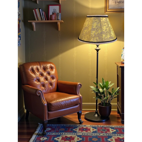Paisley Jacquard Gold and Black Fabric Tapered Empire Lampshade