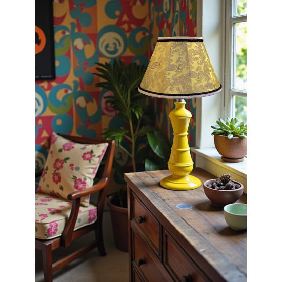 Paisley Jacquard Gold and Black Fabric Tapered Empire Lampshade