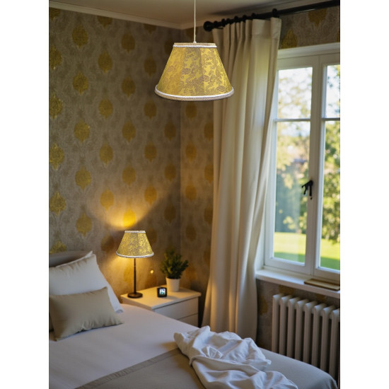 Paisley Jacquard Gold and Cream Fabric Tapered Empire Lampshade
