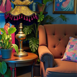 Paisley Jacquard Gold Burgundy Tassel Victorian Lampshade