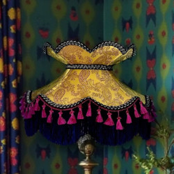 Paisley Jacquard Gold Burgundy Tassel Victorian Lampshade