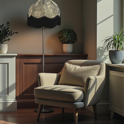 Paisley Jacquard Grey and Black Dome Lampshade