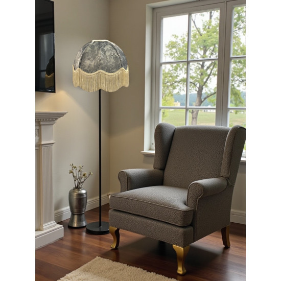 Paisley Jacquard Grey and Cream Dome Lampshade