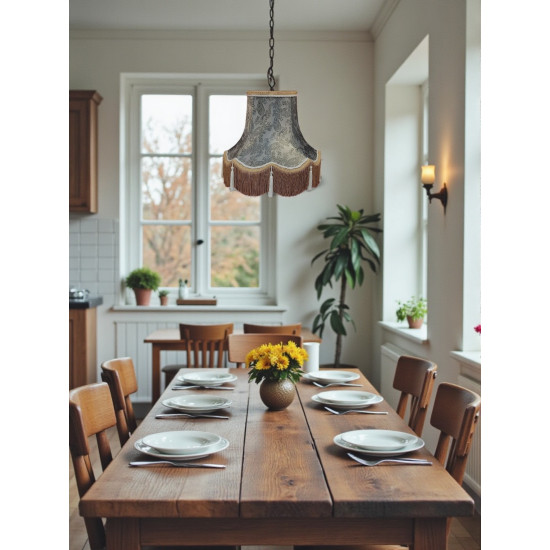 Paisley Jacquard Grey and Cream Lampshade