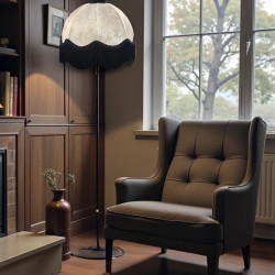 Paisley Jacquard Ivory Black Dome Lampshade